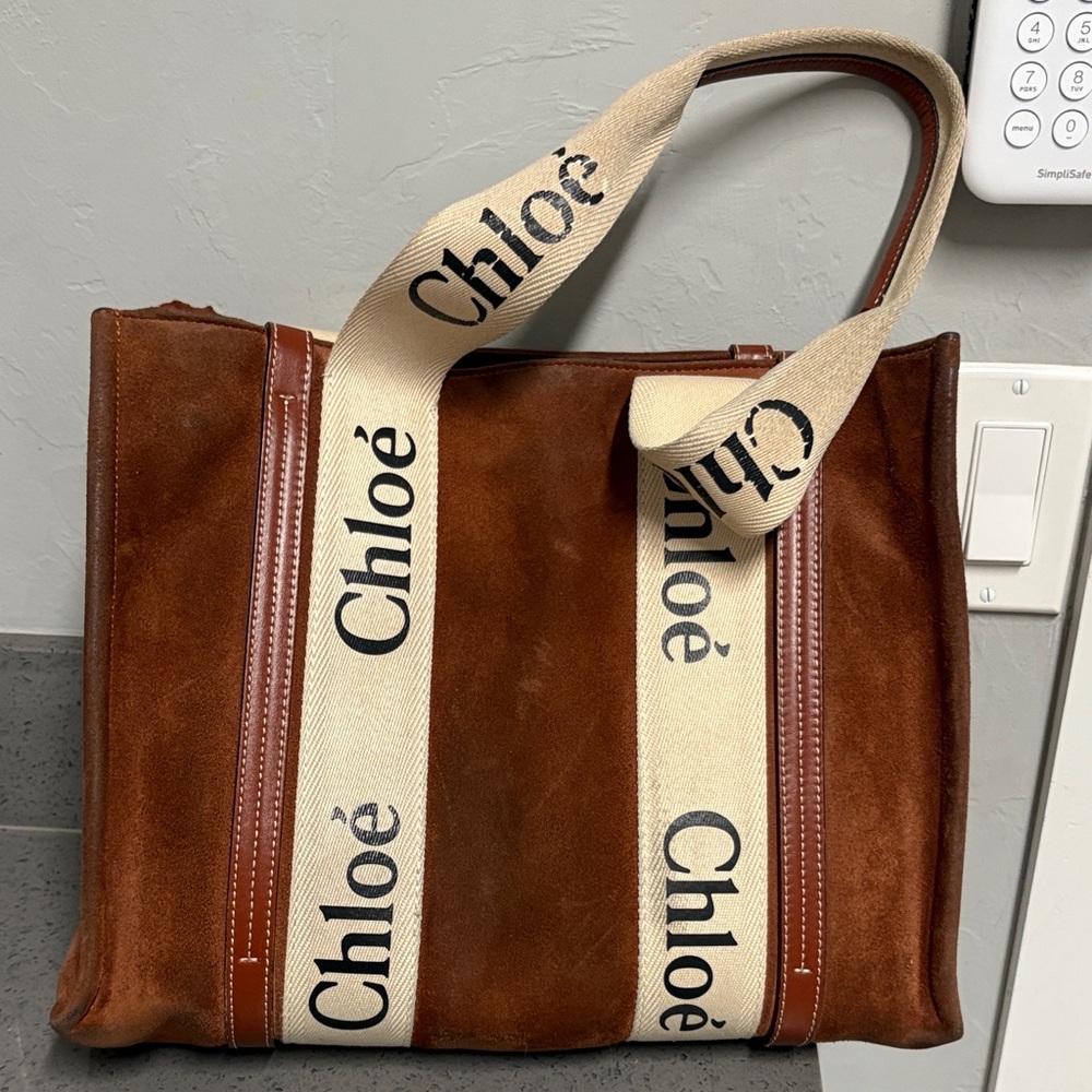 Chloé Cream and Brown Canvas Tote